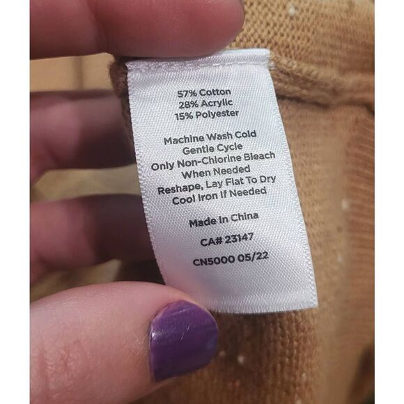 Talbots Sweater Dress Women's Medium Tan Zip Collar Tweed Knee Length Knit - Picture 6 of 6